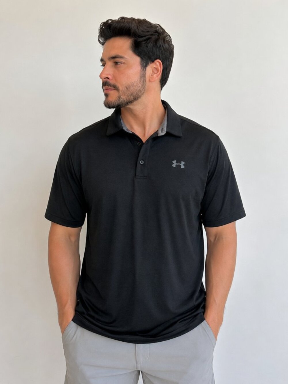 Under Armour Playoff Polo Shirt Black Performance Golf Men's Large